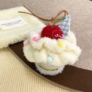 Fluffy Plush Cake Bag Charm