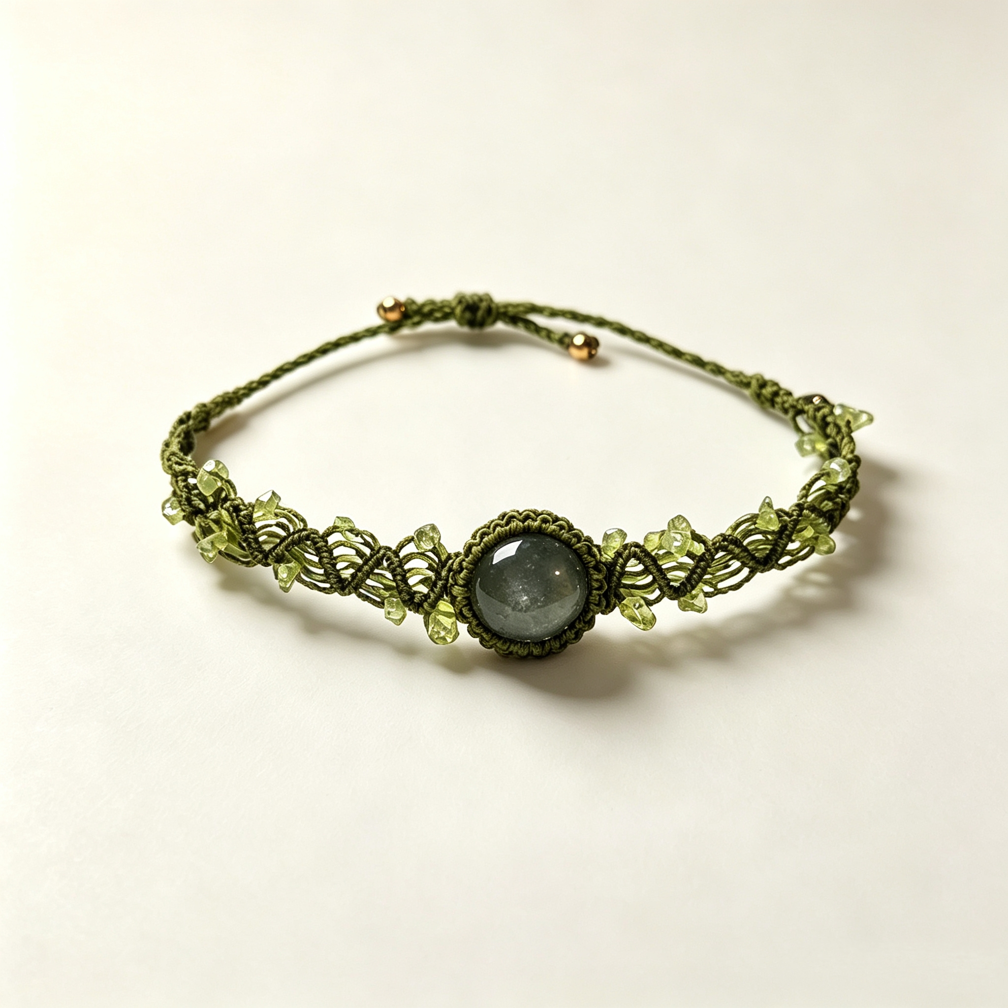 ELA BOUTIQUE |GREEN LABRADORITE MACRAME BRACELET