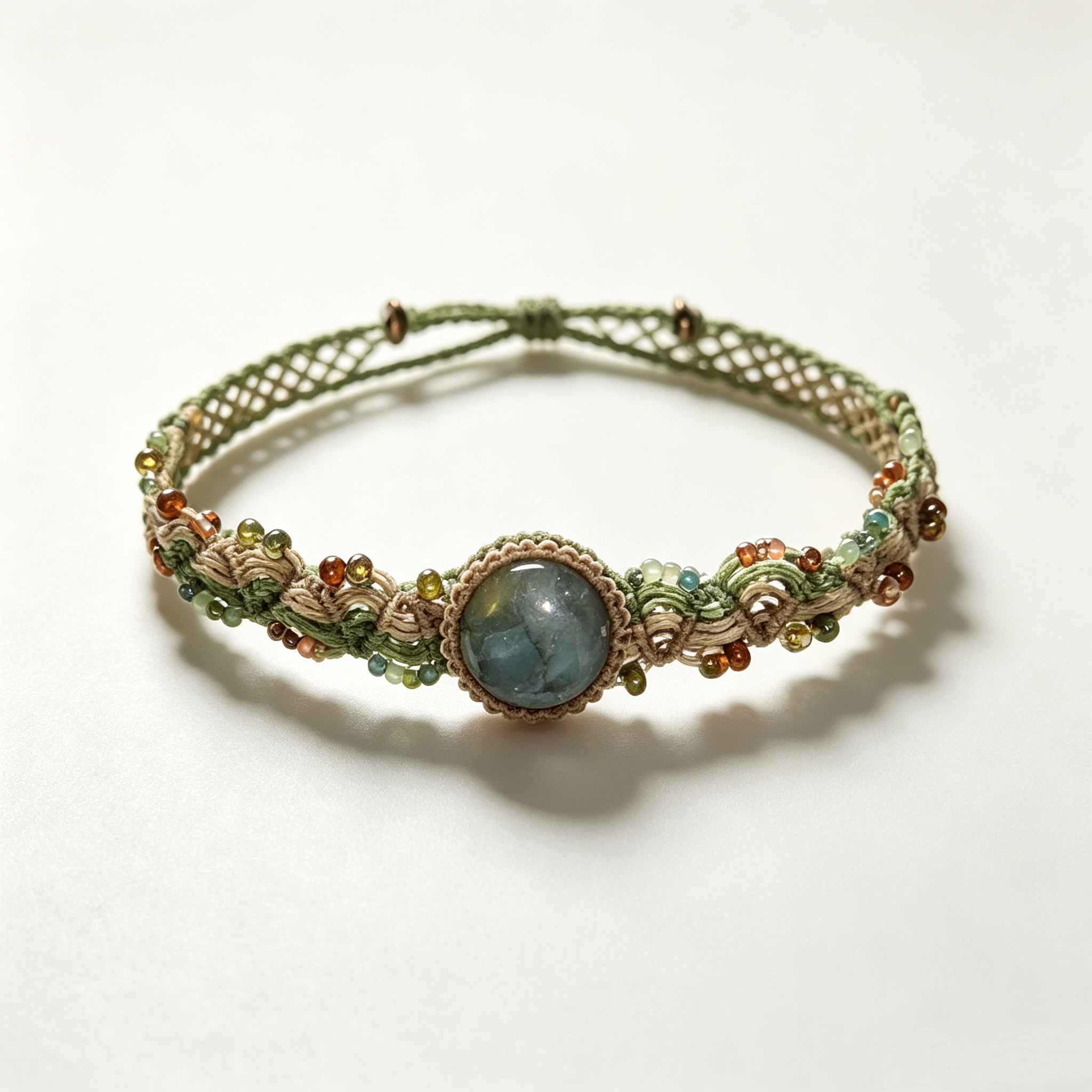 ELA BOUTIQUE |BEADED LABRADORITE MACRAME BRACELET