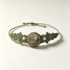 ELA BOUTIQUE |GREEN LACE LABRADORITE MACRAME BRACELET