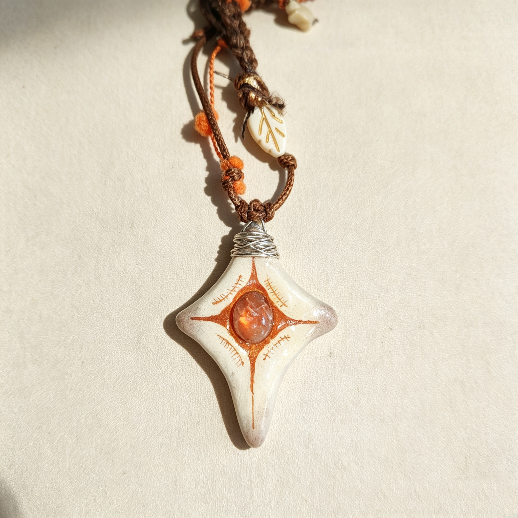 ELA BOUTIQUE |ORANGE SUN STAR STONE CLAY NECKLACE