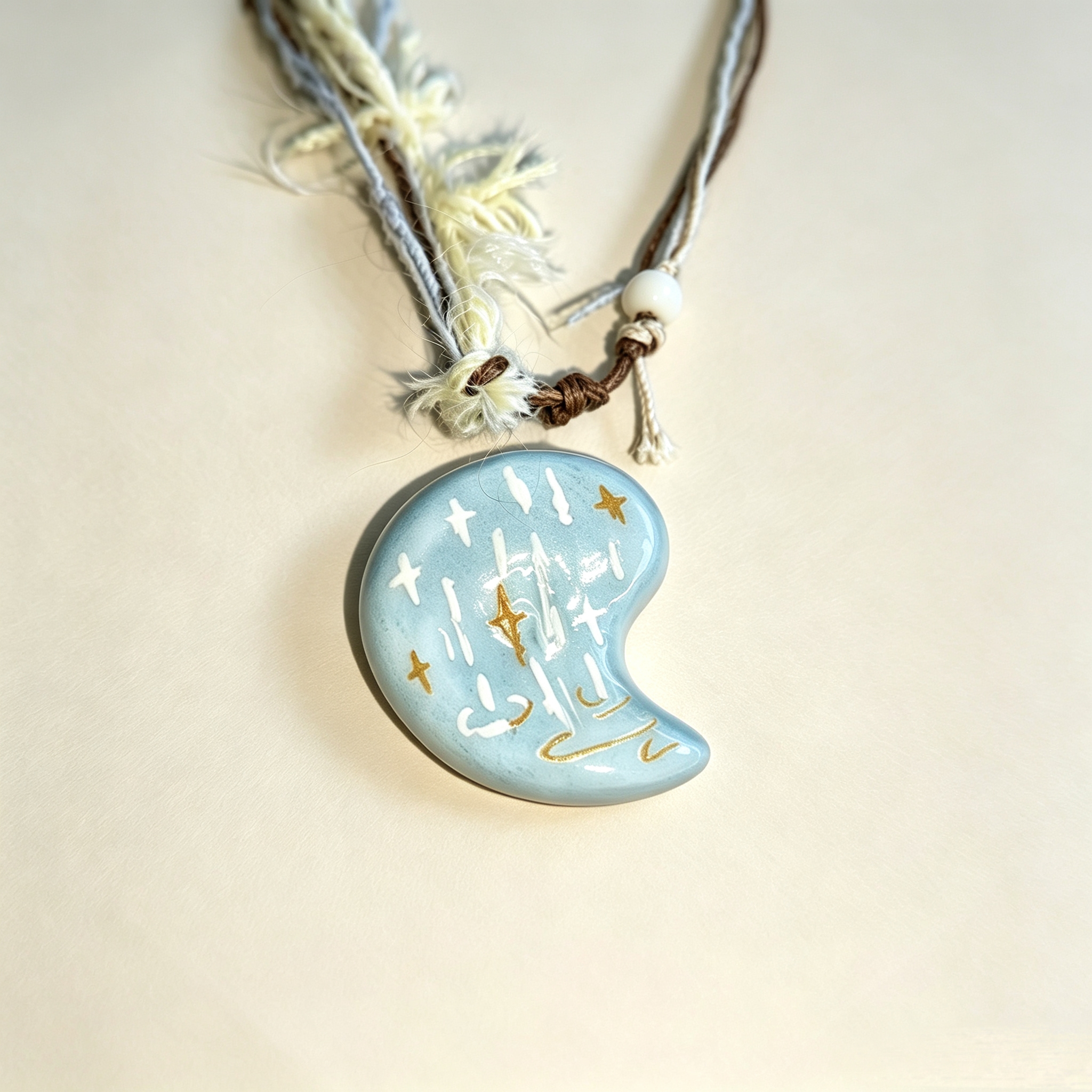 ELA BOUTIQUE |STARRY CRESCENT STONE CLAY NECKLACE