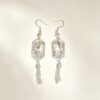 ELA BOUTIQUE |RETRO FLORAL EMBROIDERY RECTANGLE TASSEL EARRING