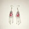 ELA BOUTIQUE |PINK FLORAL EMBROIDERY TASSEL DROP EARRING