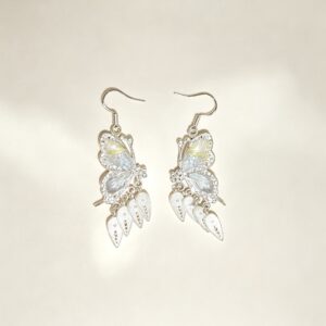 ELA BOUTIQUE |TRANSPARENT BUTTERFLY TASSEL DROP EARRINGS
