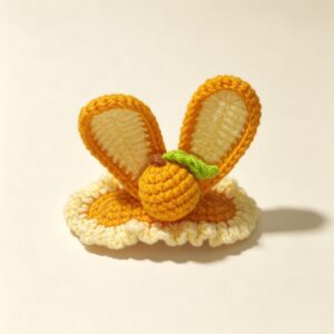ELA BOUTIQUE |CROCHET ORANGE BUNNY EAR HAIR CLIP