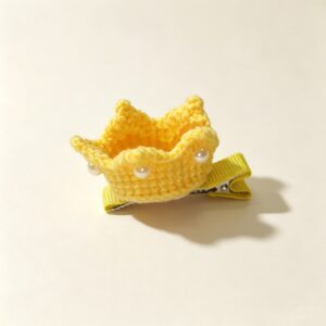 ELA BOUTIQUE |CROCHET YELLOW CROWN PEARL HAIR CLIP