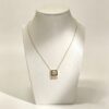 ELA BOUTIQUE| SQUARE CRYSTAL TASSEL PENDANT NECKLACE