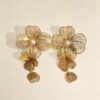 ELA BOUTIQUE| GOLD WIRE FLORAL PEARL EARRINGS