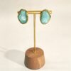 ELA BOUTIQUE| GOLD IRREGULAR GREEN STONE STUD EARRINGS