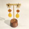 ELA BOUTIQUE| GOLD SUNBURST AMBER YELLOW STONE EARRINGS