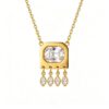 ELA BOUTIQUE| SQUARE CRYSTAL TASSEL PENDANT NECKLACE