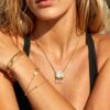 ELA BOUTIQUE| SQUARE CRYSTAL TASSEL PENDANT NECKLACE