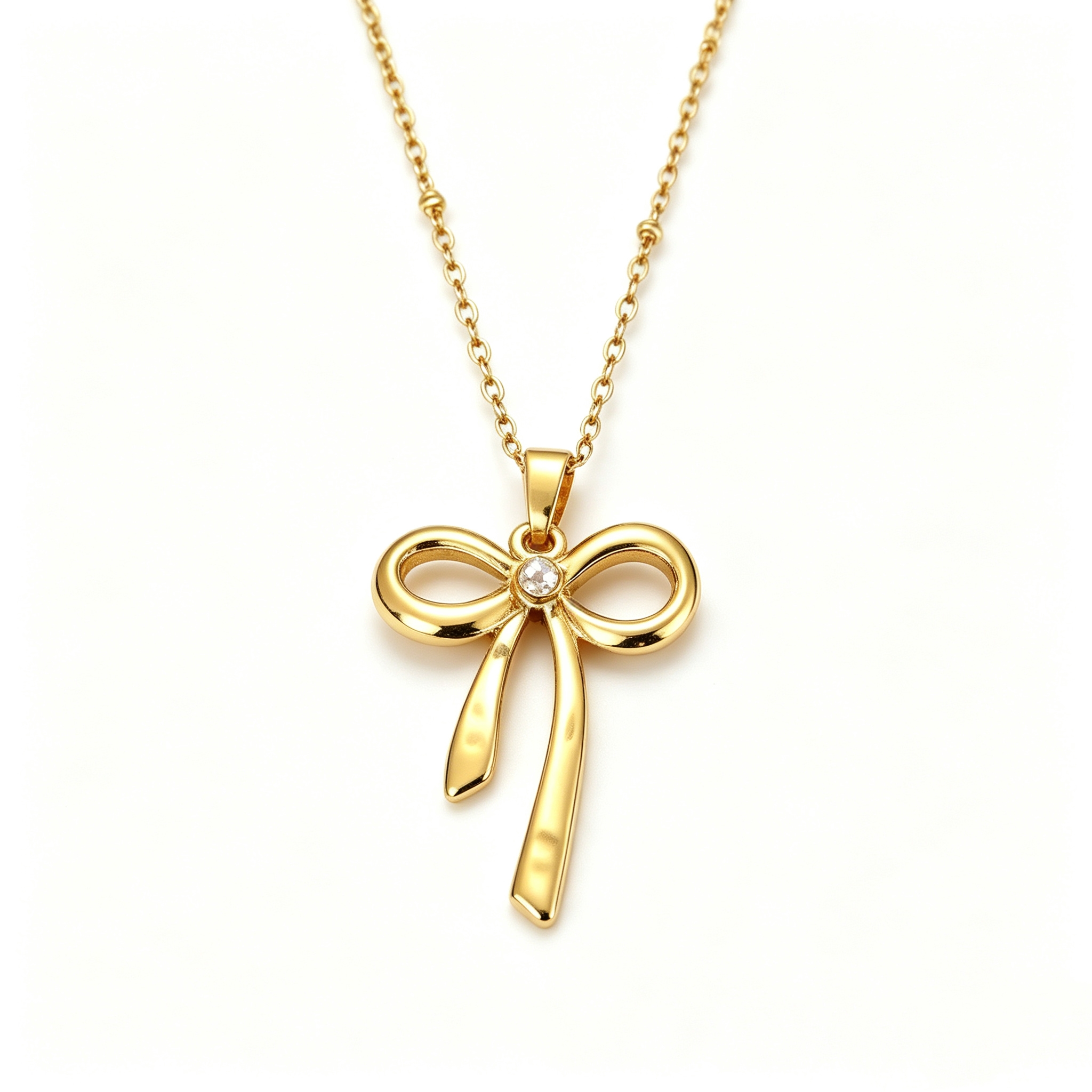 ELA BOUTIQUE| BOW PEARL PENDANT NECKLACE